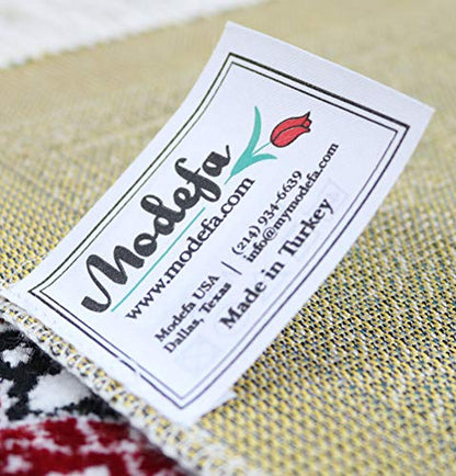 Modefa Muslim Prayer Rug - Wide Multi Person Plush Velvet Medallion 17-6 | For 3 People Praying Mat, Salah Group Carpet - color: Red/Green/Blue