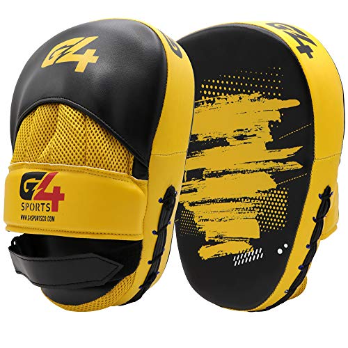 Curved Focus Pads Hook and Jab Pads PU Leather Pads Mitts for Coaching in Boxing MMA Kickboxing Martial Arts Muay Thai
