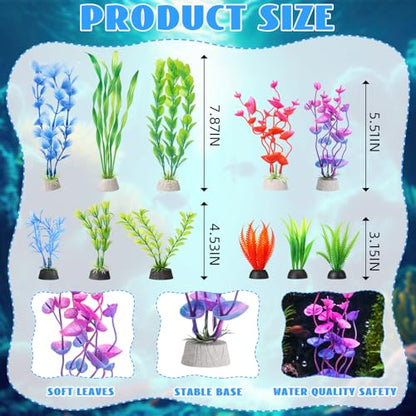 Kathfly 15 Pcs Aquarium Decoration Set, Resin Aquarium Accessories, Including a Battleship, a Broken Airplane, a Four-Way Water Pipe, a Black Skull, and Artificial Aquatic Plants(Trendy Style) - style: Trendy Style