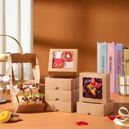 20 Pcs 5x5x2 Inch Cookies with Window Bakery Boxes Soap Box Chocolate Truffle boxes Macaron Boxes Gift Cake Boxes Treat Boxes for Browine pastries, Dount or gifts goodies Party Favor - size: 5"X5X2"