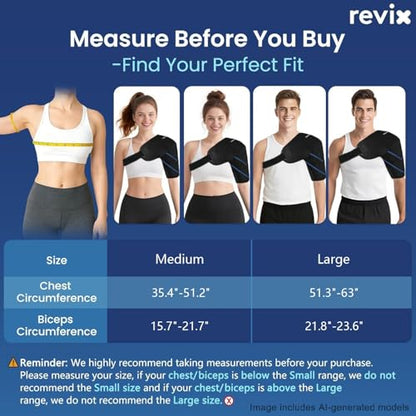 REVIX Shoulder Ice Pack Wrap, 2 Gel Packs+1 Shoulder Brace for Rotator Cuff and Arm, Reusable Gel Cold Therapy Wrap for Discomfort Relief & Muscle Relaxation - size: Medium, style: Black, 2 Gel Packs+1 Shoulder Brace
