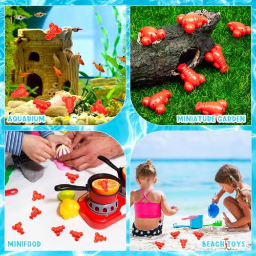 100PCS Mini Resin Lobsters Realistic Plastic Resin Lobster Models, Cute Tiny Red Crawfish Decor for Hidden Game Crawfish Party Tabletop Decor Supplies Food Model - style: Lobster-100