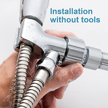 OFFO Shower Head Holder with Solid Metal Ball Joint for Handheld Shower Head, Adjustable Shower Arm Mount for Connecting Shower Arm and Shower Hose, 1/2 in IPS Female Inlet and Male Outlet, Chrome - style: Chrome