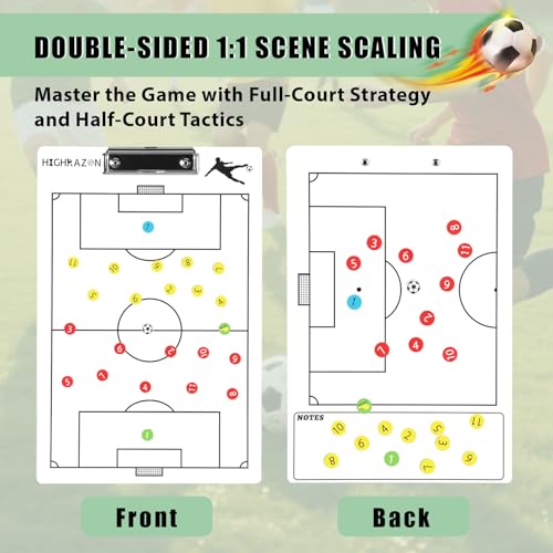 Magnetic Soccer Coaches Clipboard, White Double-Sided Dry Erase Coach Board, Tactics Whiteboard with Color Magnetic Sticker and 2 Markers for Coaches Gift - style: Soccer-B