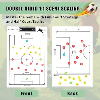 Magnetic Soccer Coaches Clipboard, White Double-Sided Dry Erase Coach Board, Tactics Whiteboard with Color Magnetic Sticker and 2 Markers for Coaches Gift - style: Soccer-B