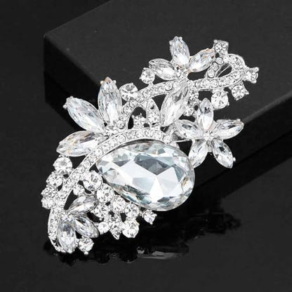 Ezing 4 Pieces Lot Large Big Silver Gold Plated Assorted Crystal Rhinestones Brooch Pins Set - color: C