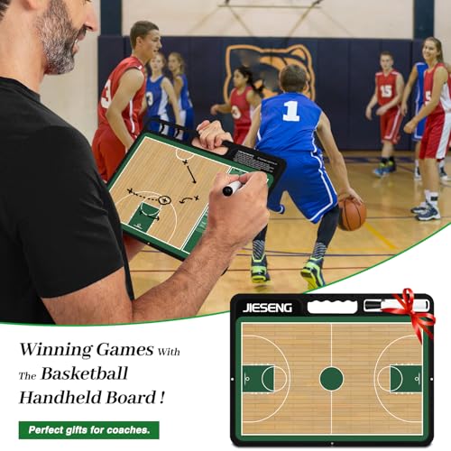 Basketball Dry Erase Coach Board for Coach Tactics,Lineup Board with Marker | Double Sides (Full/Half court),Easy to erase,Portable and Lightweight,Waterproof/Sweatproof,Quick-Wipe,Durable
