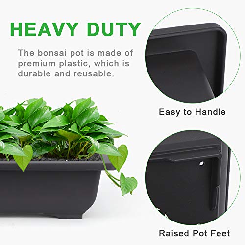 GROWNEER Bonsai Training Pots 3 Packs 9Inch with Drainage Humidity Trays, Bonsai Tree Starter Kits with 1 Repotting Mat, Growing Planter Set for Garden, Yard, Balcony, Office, Living Room - size: 3pcs/9x6.6in