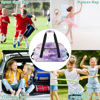 Personalized Gym Bag for Girls, Purple Marble Texture Print with Name | Custom Sport Gym Dance Cheerleading Duffel Bag Training Fitness Bags Travel Duffel Bag - color: Color 25