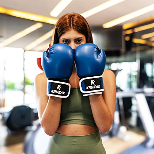 Kruzak Plain Boxing Gloves for Sparring, Kickboxing, Muay Thai, Martial Arts & MMA Fighting - Men & Women Punch Bag Mitts Training and Focus Pads Punching - color: Blue, size: 14 oz
