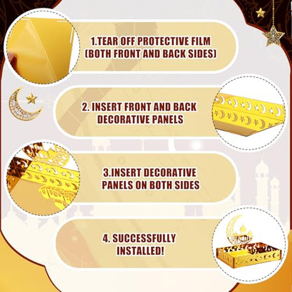 DoubleFill Ramadan Serving Tray Gold Eid Mubarak Holder Al-fitr Home Decoration for Moon Star Tray Gold Container for Home Islamic Muslim Party Tableware Kitchen Dessert Food Storage(Mosque) - style: Mosque