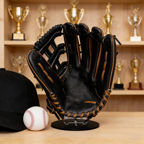 Baseball Glove Display Stand Baseball Glove Holder for Batting Gloves and Fielder's Gloves, Black and Clear