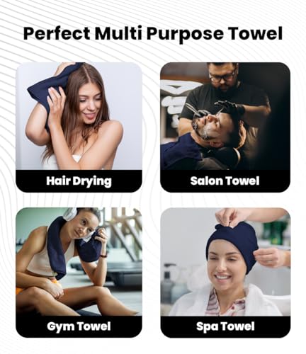 Avalon Towels Salon Towel - Navy Blue Hand Towels Bulk Pack of 24 - 100% Cotton Absorbent Spa, Facial & Gym Towel for Working Out - 16x27 Inches (Not Bleach Proof) - color: Navy