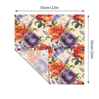 Satin Square Scarf, Printed Head Neck Scarf, Multi‑Purpose Bandana - color: Peony