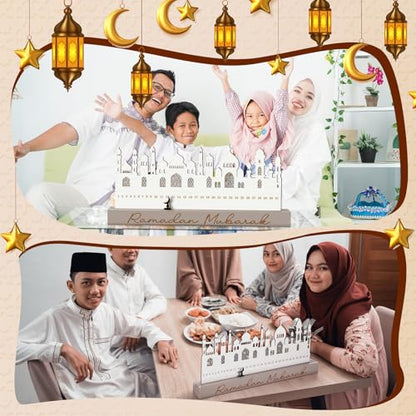 Leinuosen Ramadan Wooden Countdown Calendar Eid Mubarak Ramadan Mubarak Advent Calendar Eid Islamic Countdown Table Decoration for Muslim Festivities Decoration Gift(Modern) - style: Modern