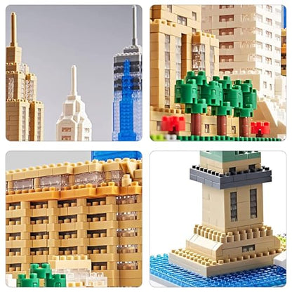 New York Skyline Architecture Micro Mini Building Block Set 3452 Pcs Famous USA City Landmark Model Kit for Adults Teens Home Office Desk Decor Display Gift - style: New York Skyline