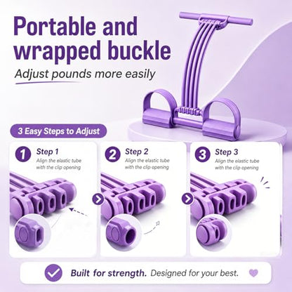 Pedal Resistance Bands with Handles, 2026 New 3 in 1 Multifunction Yoga Resistance Band, Upgrate 8 Tube Exercise Band, Stretching Workout Fitness Bands for Abdomen, Waist, Arm, Leg - color: Pink