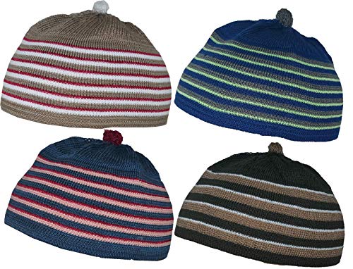 Set 4 Child Size Muslim Children Baby Beanie Skull Cap Assorted Color AMN-273 Islam Crochet Takke Kufi Hat Eid Ramadan Gift - color: Color Set 6