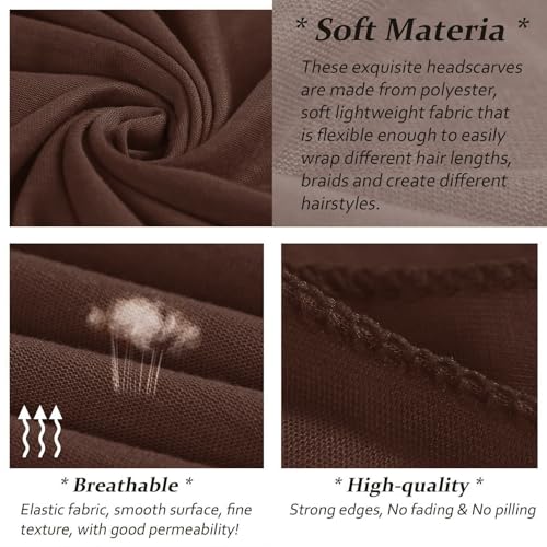 XTREND 1 Piece Head Wrap Jersey Turban Urban Hairband Scarf Fashion Headband Solid Color Breathable Soft Extra Long Head Band Tie for Women (Dark Brown) - color: Z1 Dark Brown