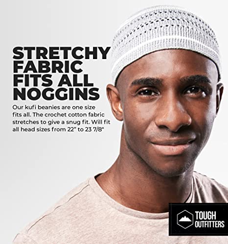Tough Headwear Kufi Hat - Kufi Hats for Men Muslim, Turkish Kufi Cap - color: Grey White