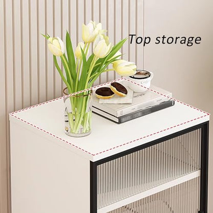Robot Vacuum Cleaner Storage Rack,Robot Vacuum Storage Cabinet with Glass Door, Mobile Sweeping Robot Rack, Hidden Vacuum Organizer, Floor Aquarium Stand for Living Room (Gray & Black)