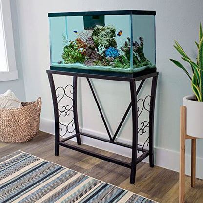 Aquatic Fundamentals 29 Gallon Metal Aquarium Stand, 30.3" L x 12.5" W, Black - size: 29 Gallon