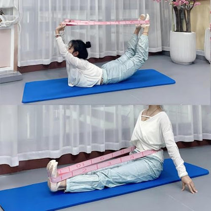 Multi-Loop Stretch Band - Yoga, Pilates, Ballet, and Physical Therapy Stretching Strap for Flexibility, Leg Stretching, and Exercise - Durable Stretching Equipment - color: Light Pink - 12 Loops