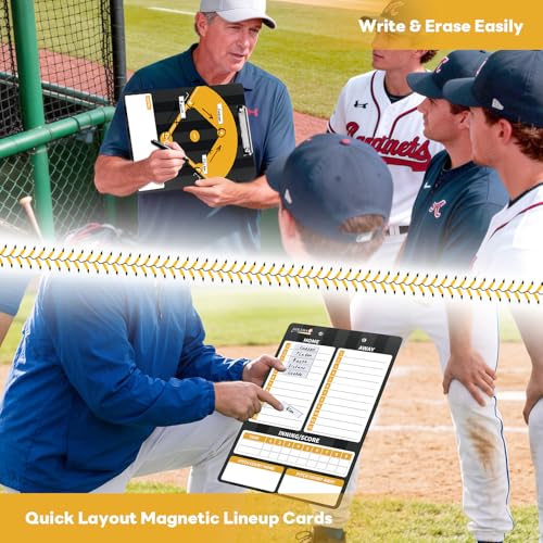 AOLEBA Baseball Lineup Board for Dugout,Dry Erase Magnetic Metal Baseball Clipboard for Coaches - style: Vertical - Black