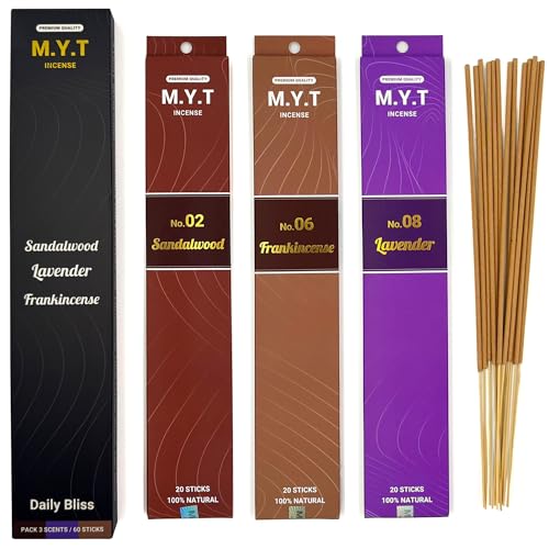M.Y.T Incense Sticks Gift Set, 3 Scents Lavender Sandalwood Frankincense