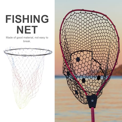 Cabilock Fishing Landing Net Replacement Head, 40cm Stainless Steel Fish Catch Basket with Colorful Printed Mesh, 8mm Connector for Freshwater and Saltwater Fishing Tools