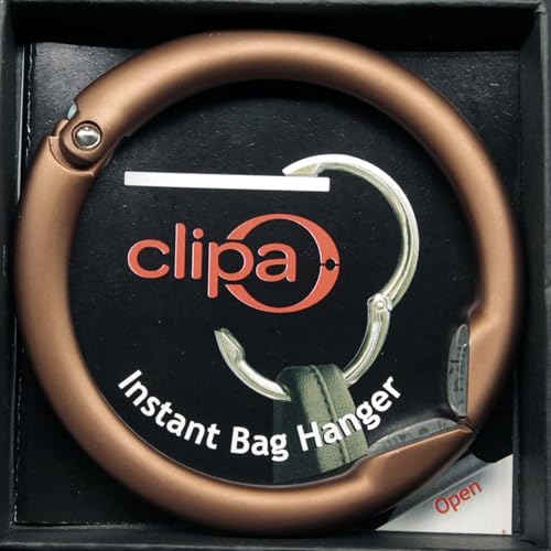 Clipa Bag Hangers The Ring that Opens into a Hook, Closes Automatically | Holds 33 lbs, Needs only 1/2" to Hang a Bag, Easy to Use with One Hand, in 9 available styles, 3 yr Warranty - color: Matte Bronze