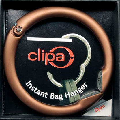 Clipa Bag Hangers The Ring that Opens into a Hook, Closes Automatically | Holds 33 lbs, Needs only 1/2" to Hang a Bag, Easy to Use with One Hand, in 9 available styles, 3 yr Warranty - color: Matte Bronze
