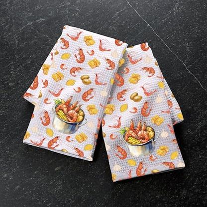 PXTIDY Shrimp Kitchen Towel for Shrimp Lover Seafood Shrimp Boil Season Dish Tea Towel Crawfish Lobster Kitchen Decor (Shrimp Kitchen)