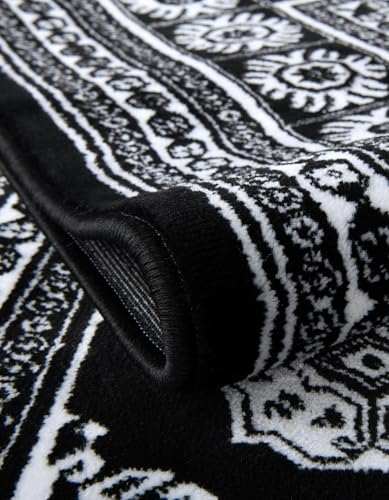 Rugs.com Bokhara Collection Rug – 2x3 Black and White Medium-Pile Rug Perfect for Entryways, Kitchens, Breakfast Nooks, Accent Pieces - color: Black and White, size: 2' x 3'