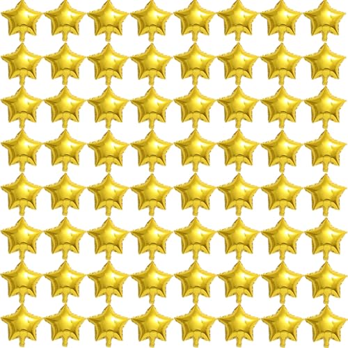 50 Gold Star Balloons - 5" Small Gold Foil Star Mylar Balloons for Party Decorations - color: Gold Star 5 Inch