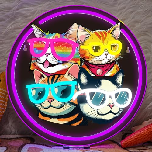 Cats Neon Sign Cute LED Light Pet Wall Decor Neon Light Gift for Cat Lovers - color: 4-cats