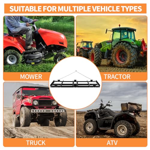 6FT Drag Harrow Driveway Grader Heavy Duty Power Lawn Rake with 4FT Chain Tow Behind for ATV, UTV, Tractor, Mower, Land Leveler for Gravel, Sand, Soil, Hay - size: 6FT