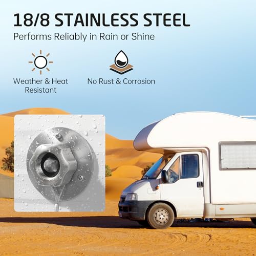 KES All Metal RV Water Inlet Connection with Check Valve, 18/8 Stainless Steel RV City Water Inlet Replacement, Upgraded Leak-Proof Design for Camper, Trailer, Marine & Boat, Brushed Finish, RWI200-BS - color: Brushed Steel