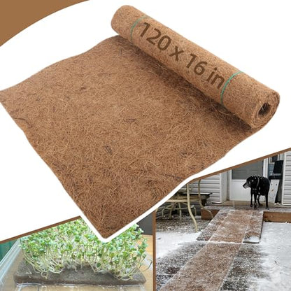 Coco Liner Roll - 16x120 inch Natural Coconut Fiber for Planters, Versatile Flower Baskets, Garden Decoration, Animal Pet Pads - Reptile-Friendly, Ideal for Window Boxes and Nesting Boxes - size: 16in X 120in