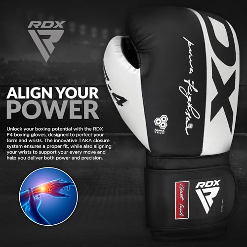 RDX Boxing Gloves, Maya Hide Leather Training Gloves for Muay Thai, Kickboxing, Sparring, Punch Bag, Punching Bag, Kickboxing Gloves, Martial Arts Training, Home Gym, Men, Women, 8 10 12 14 16 oz - color: WHITE/BLACK, size: 12OZ