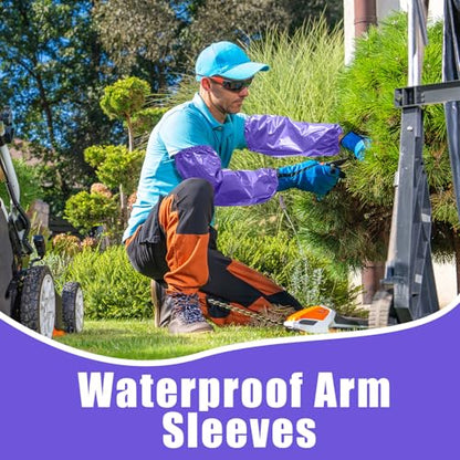 Yzurbu 2 Pairs Arm Sleeves Covers, Soft Waterproof Oil-proof Sleeves Protector for Arm with Elastic on Cuffs - color: Purple - 2pairs