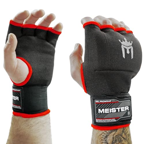 Meister Gel-Padded ProWrap Inner Hand Wrap Gloves (Pair) | Premium hand, knuckle and wrist protection for boxing, MMA and combat sports, easy slip-on design featuring ELITE wraps - size: Small-Medium