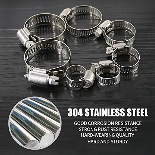 Hilitchi 60 Piece Adjustable 8-38mm Range Stainless Steel Worm Gear Hose Clamps Assortment Kit