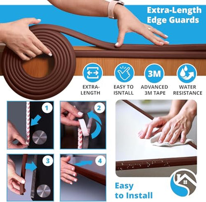 Furniture Edge Guards | 16ft Protective Protective Foam Cushion | Baby Child Proofing Set NonToxic for Table, Fireplace, Countertop | Brown - color: Brown, size: 16ft