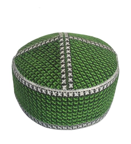 Men's Unisex Muslim Men Prayer Cap Ramadaan Cap Eid Cap Handmade Kufis Namaz Hat Beanie - color: Green, size: X-Large