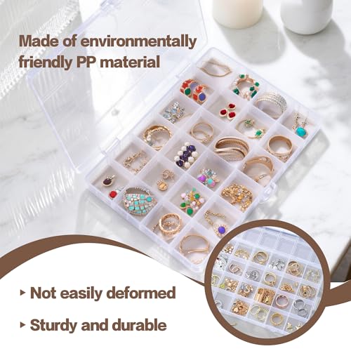 4-piece 24-grid transparent sorting box, used for small parts, jewelry storage box, for earrings, beads, storage, office supplies, Lego plastic, fishing tackle and bait box
