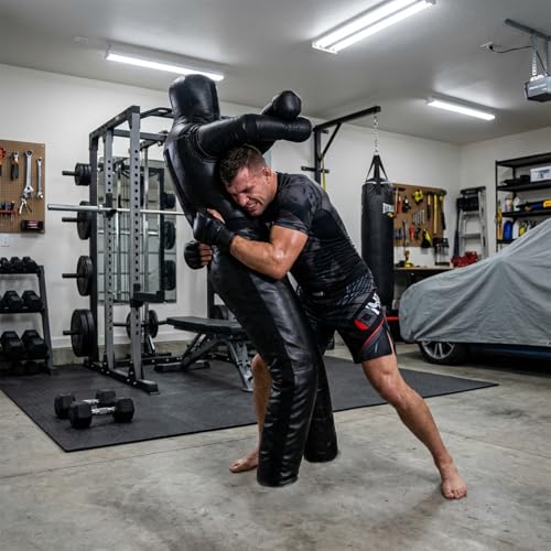 Luwint Unfilled Grappling Dummy - 6ft Leather Wrestling Dummy for MMA, BJJ, Jiu Jitsu & Martial Arts Training, Fillable Combat Practice Dummy with Arms & Legs