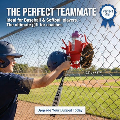 Baseball Softball Dugout Organizer - Fence-Mounted Hanging Holder for Bat Glove Helmet & Water Bottles - with Secure Clips - Heavy-Duty PLA 3D Print, Keeps Dugout Neat & Accessible - color: Black