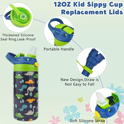 12oz Replacement Lid with 2 Straw for Kid Tumbler,Leak-Proof and Spill-Proof Straw Lids for ZONEGRACE Mocaru,BPA Free,Inner Diameter2.4IN (Green, 1 Pack) - color: Green