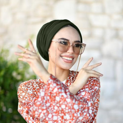 para life Dubai Turbans for Women, Breathable Instant Turban|Std Size Stretchable Cotton|Hijab Cap&Undercap - color: Khaki